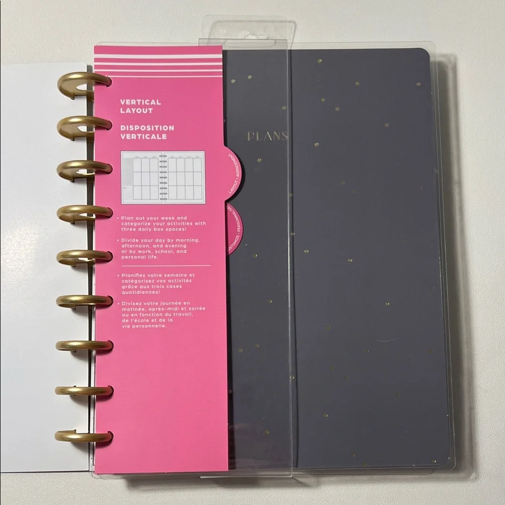 Happy Planner Gray and Gold Dotted Cover